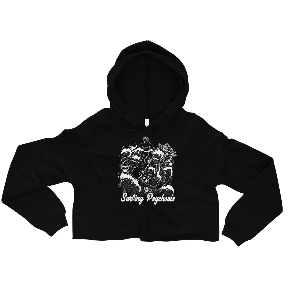 Surfing Psychosis Graphic Crop Hoodie