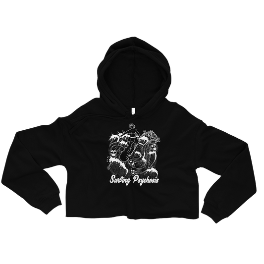 Surfing Psychosis Graphic Crop Hoodie