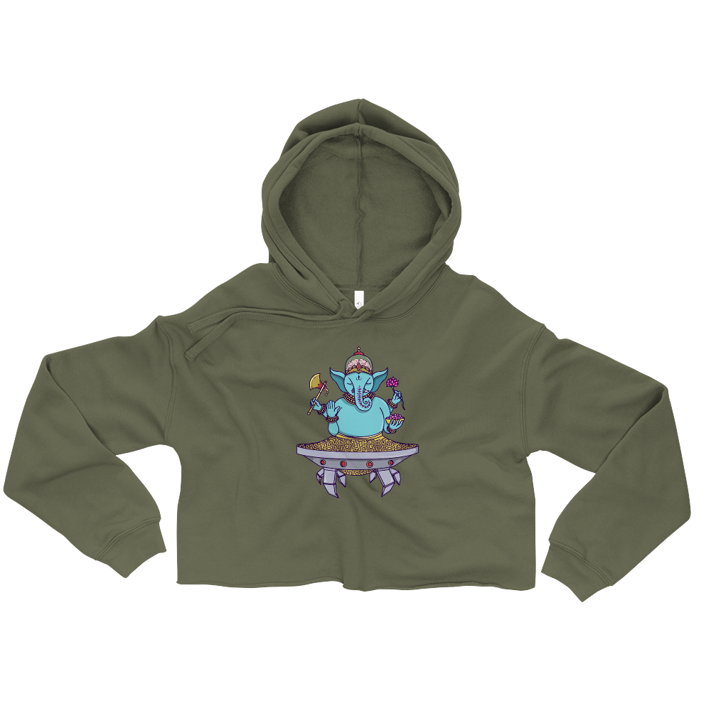 Ganesha Mech Graphic Crop Hoodie