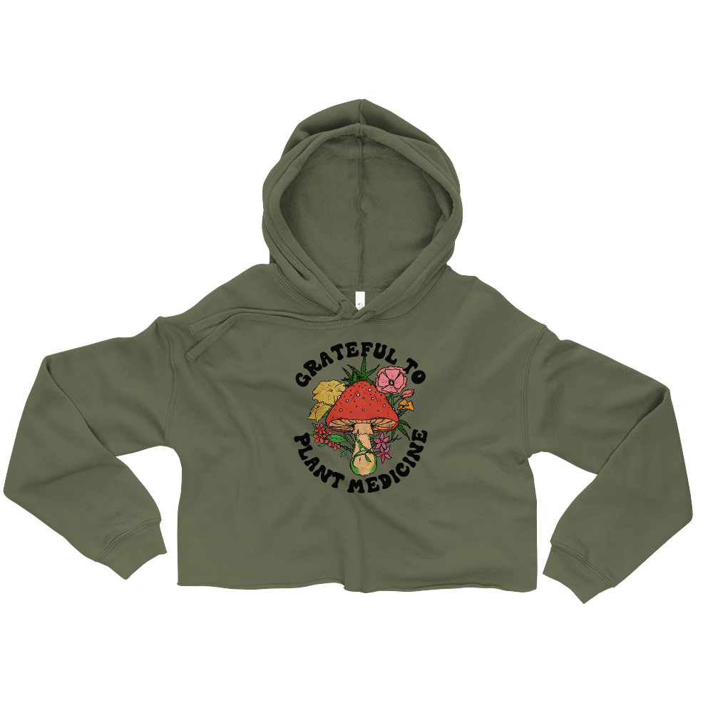 Grateful To Plants Graphic Crop Hoodie