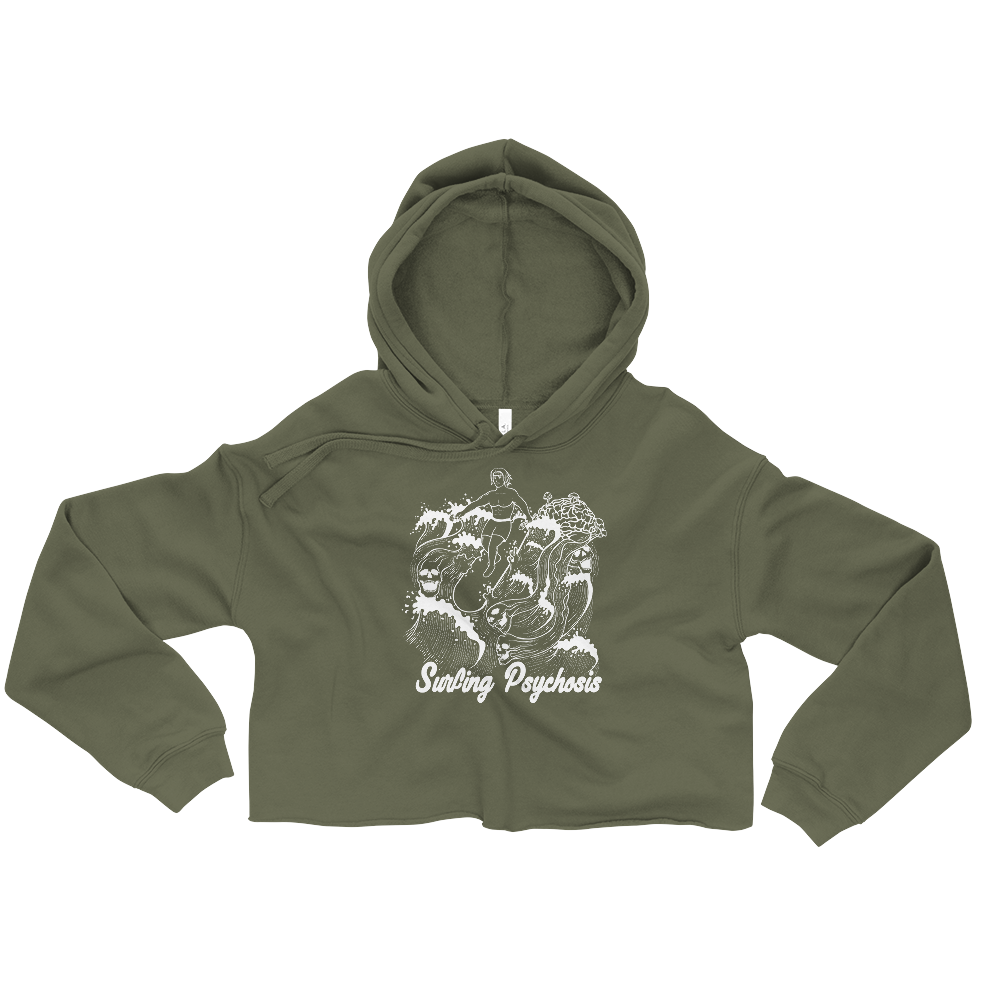 Surfing Psychosis Graphic Crop Hoodie