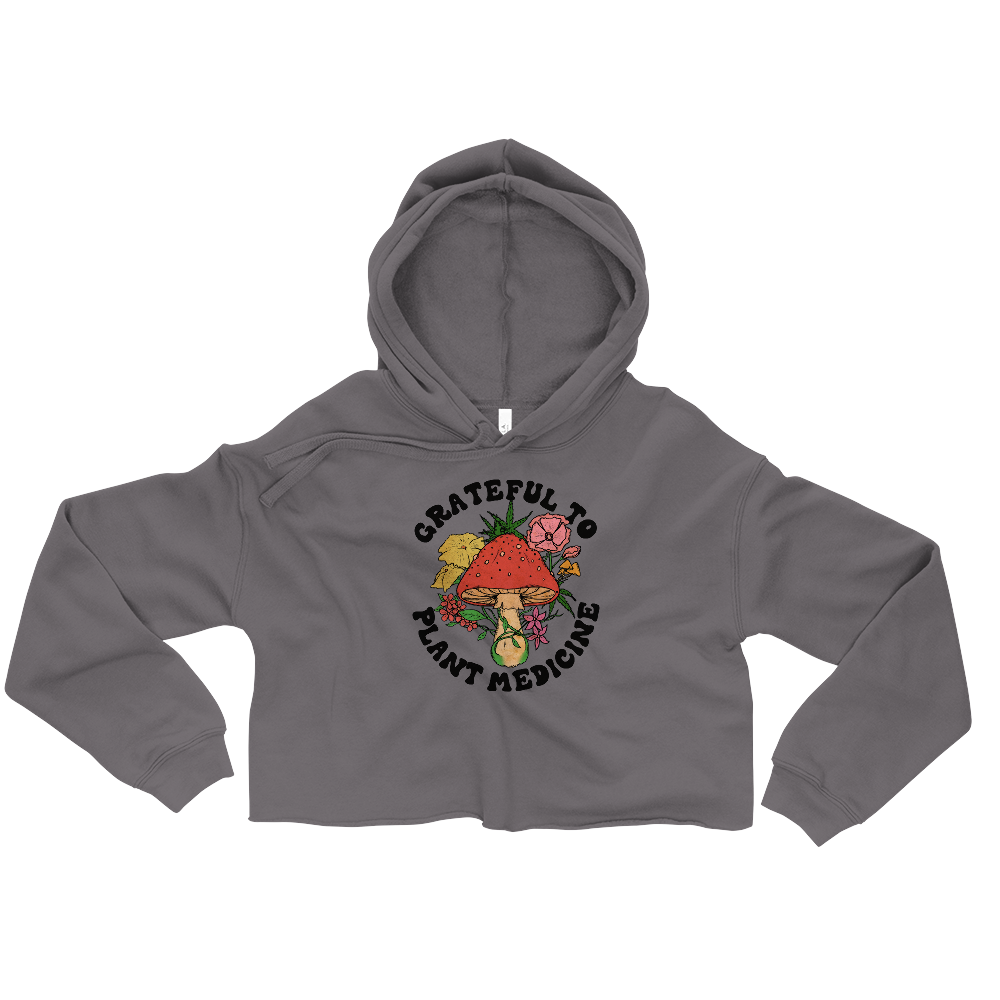 Grateful To Plants Graphic Crop Hoodie