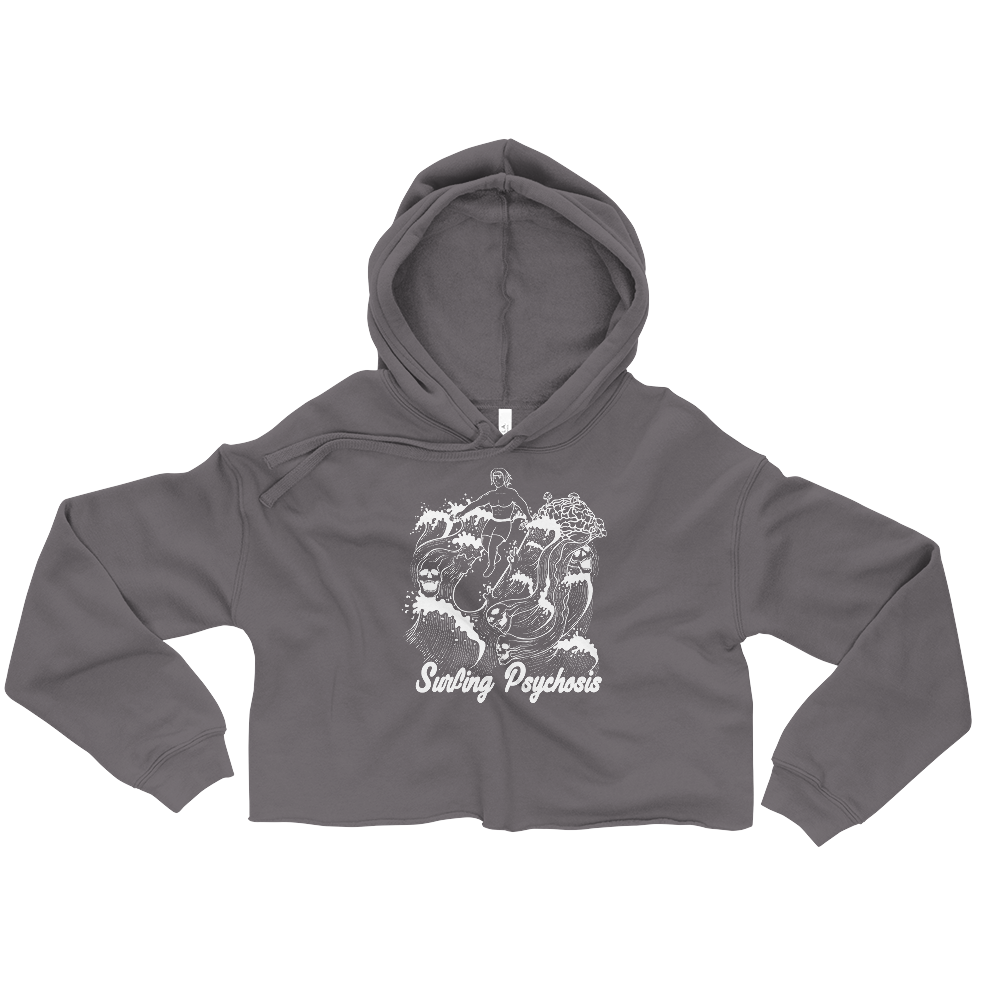 Surfing Psychosis Graphic Crop Hoodie