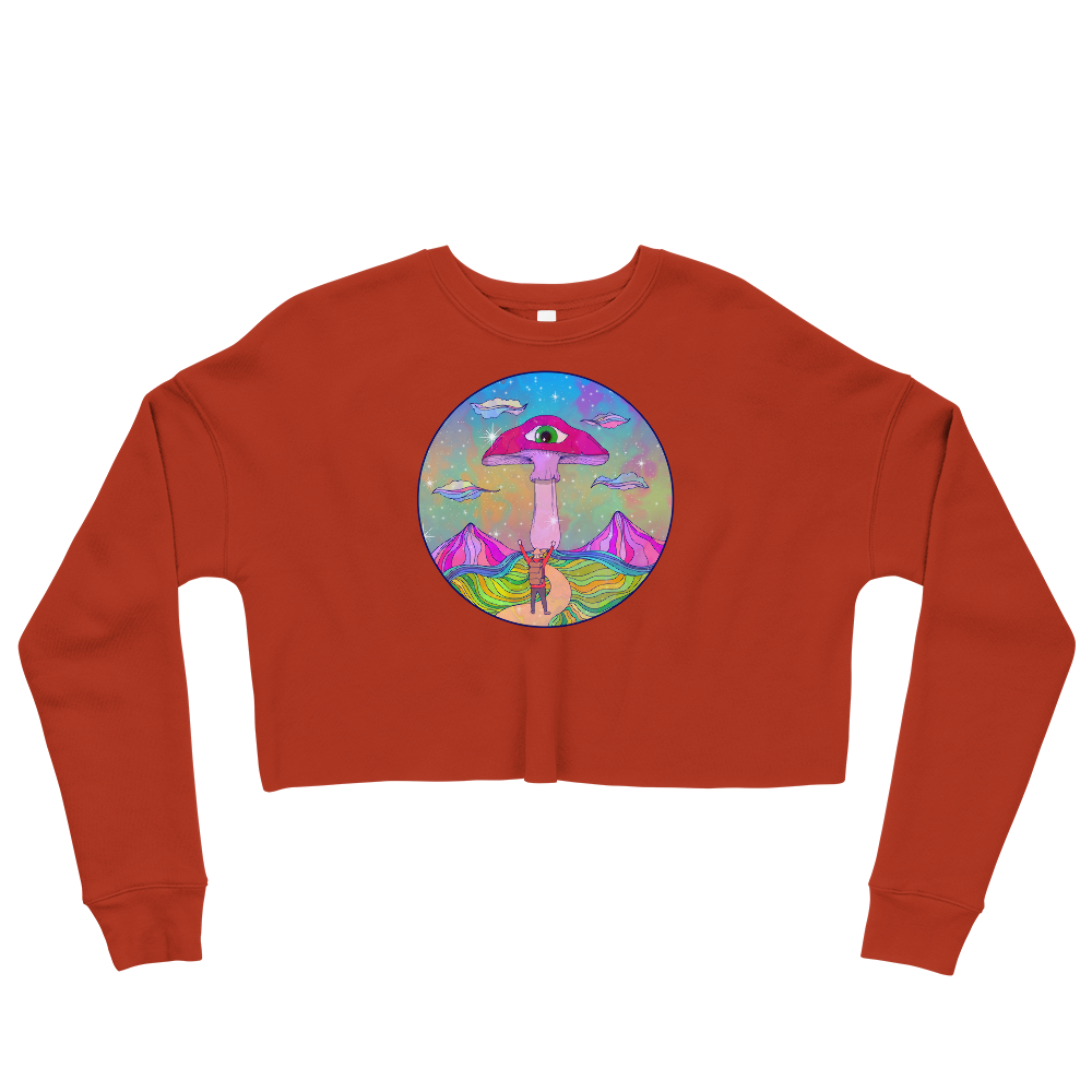 This Shroom Beach fleece cropped sweatshirt is the way to go to look fashionable while feeling perfectly comfy.