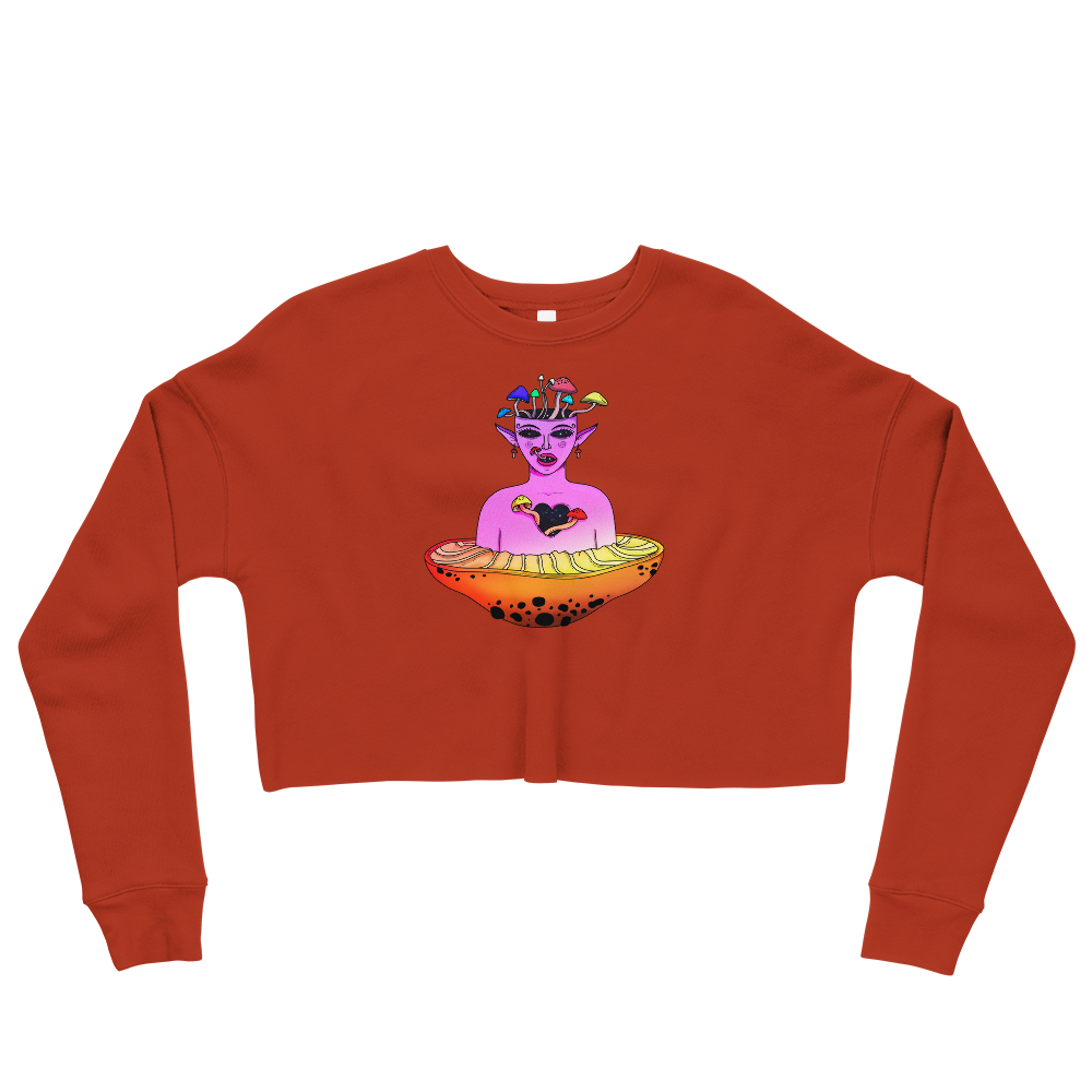 This Shroom Beach fleece cropped sweatshirt is the way to go to look fashionable while feeling perfectly comfy.