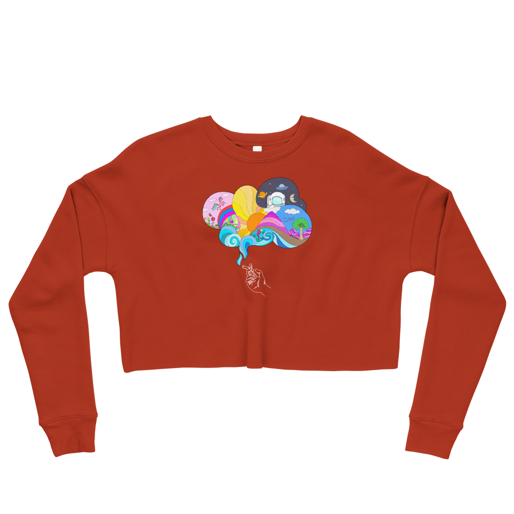 This Shroom Beach fleece cropped sweatshirt is the way to go to look fashionable while feeling perfectly comfy.