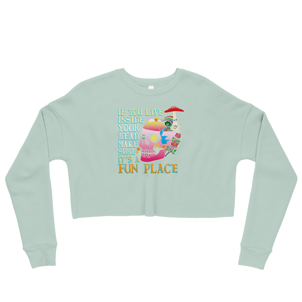 This Shroom Beach fleece cropped sweatshirt is the way to go to look fashionable while feeling perfectly comfy.