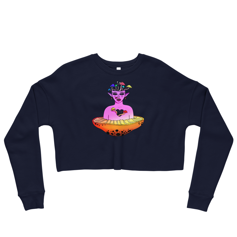 This Shroom Beach fleece cropped sweatshirt is the way to go to look fashionable while feeling perfectly comfy.