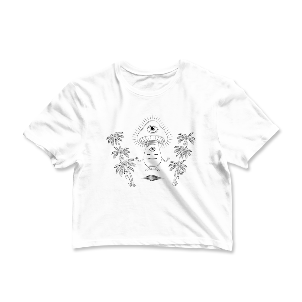 Shroom Beach Meditating Graphic Crop Tee