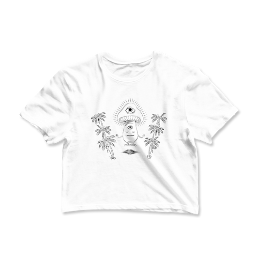 Shroom Beach Meditating Graphic Crop Tee