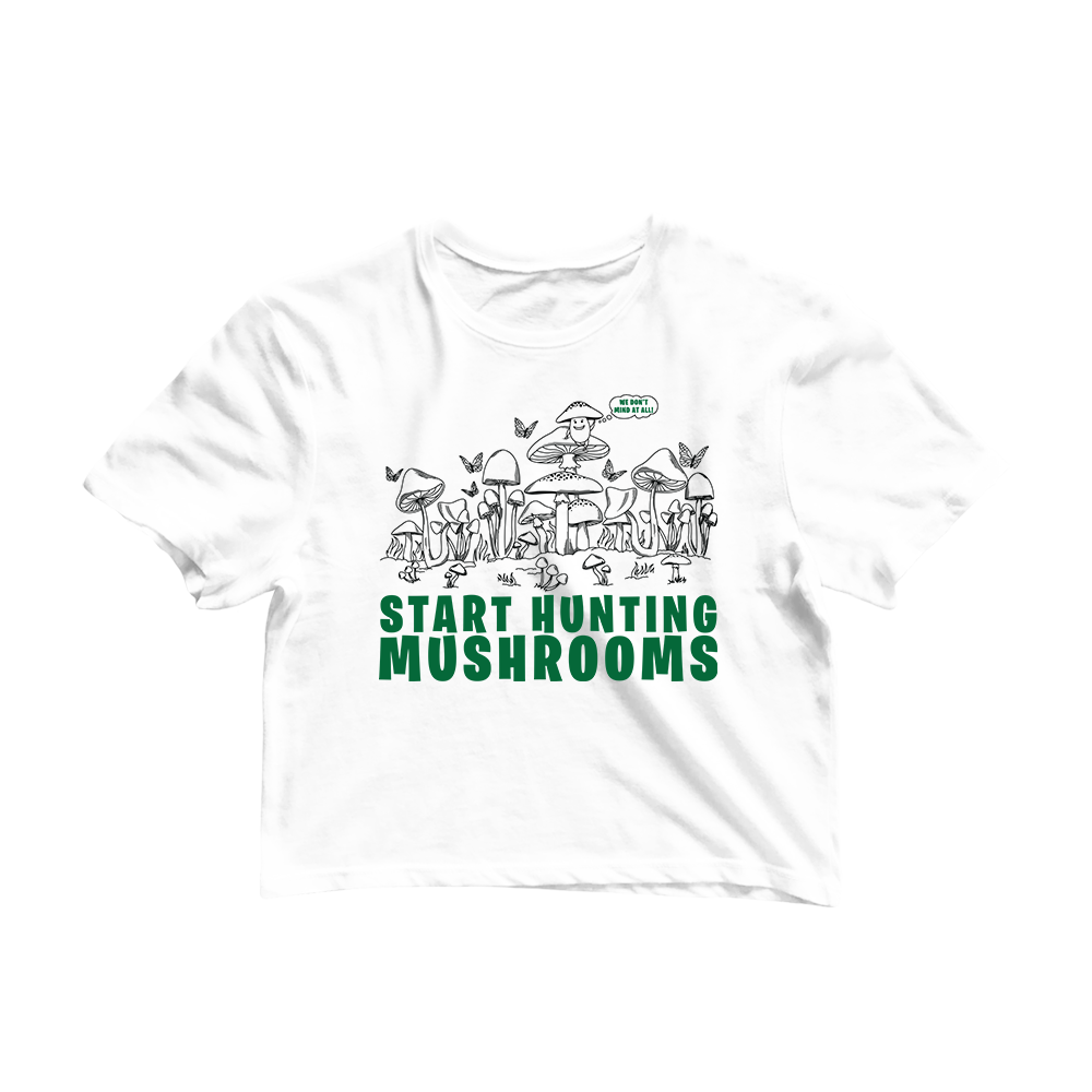 Start Hunting Mushrooms Graphic Crop Tee