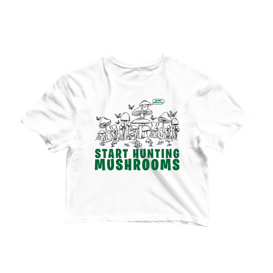 Start Hunting Mushrooms Graphic Crop Tee